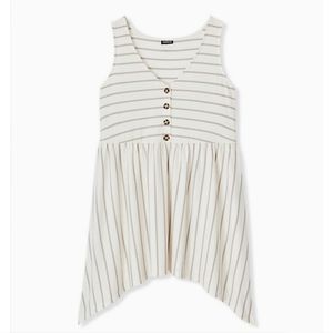 Torrid - TAUPE & IVORY STRIPE TEXTURED SHARKBITE BABYDOLL TANKDETAIL